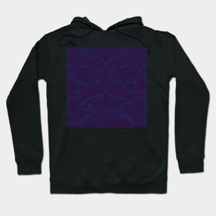 Violet on Navy Royal Medieval Damask Scrolls Hoodie